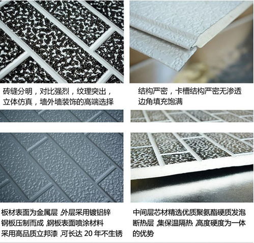 標磚金屬雕花板 聚氨酯夾芯防火板 外墻保溫裝飾一體板